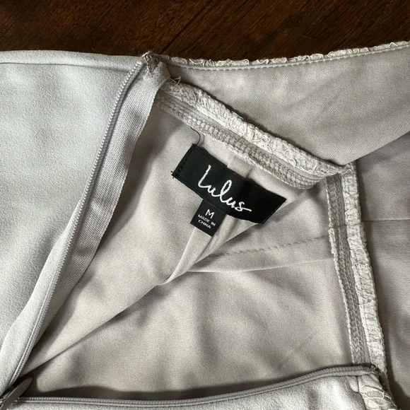 LULUS Blue Grey Lace Jersey Material Long Dress Halter Top - Picture 5 of 5